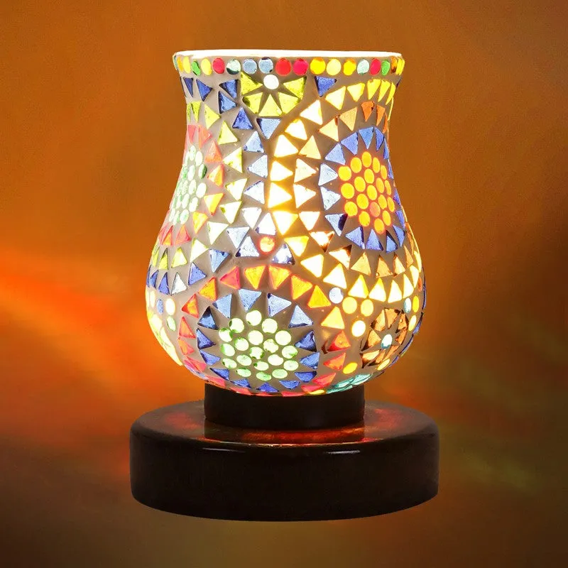 Sparkira Mosaic Glass Table Lamp With Wooden Base - Multicolor media 7