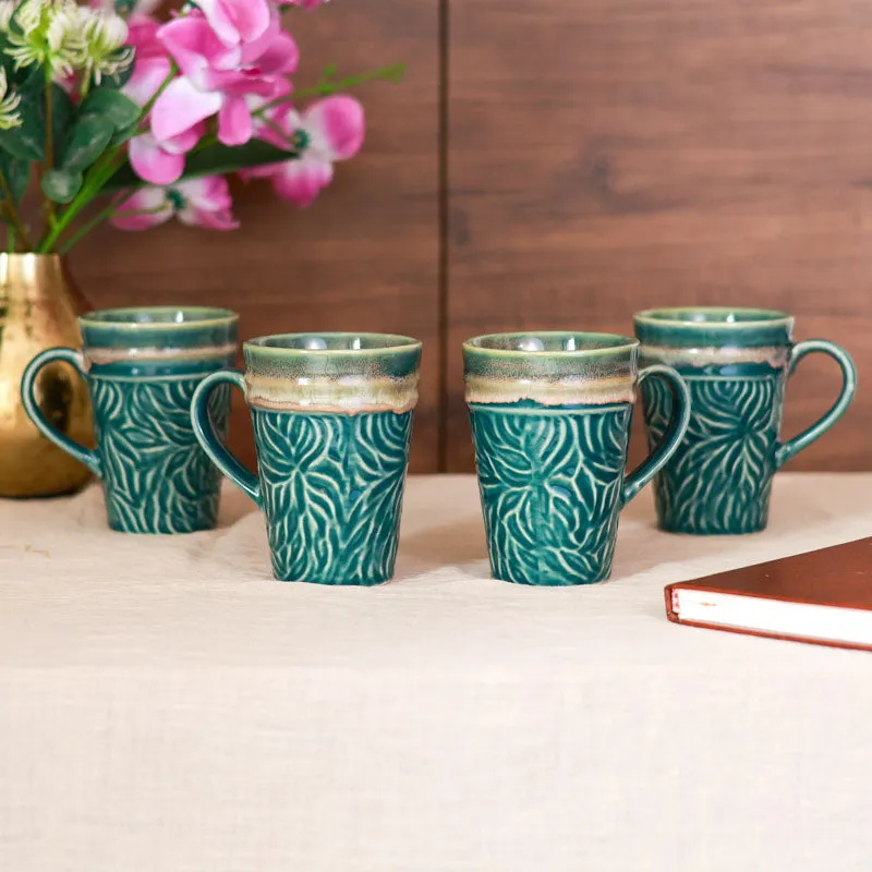 Ceramuse Ceramic Coffee Mug (300 mL Each/Teal Green) - Set of Four media 3