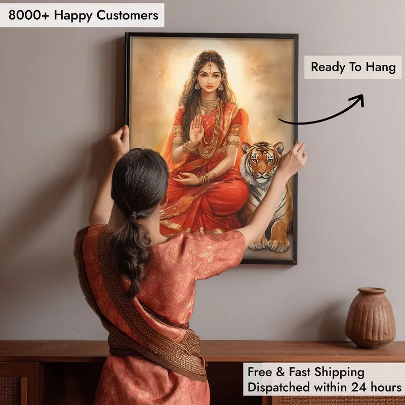 Nrithya Saraswati Spiritual Archival Paper Wall Painting With Frame - Black media 6