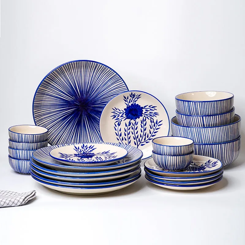Fiora Handpainted Ceramic Dinner Set - 22 Piece Set media 1