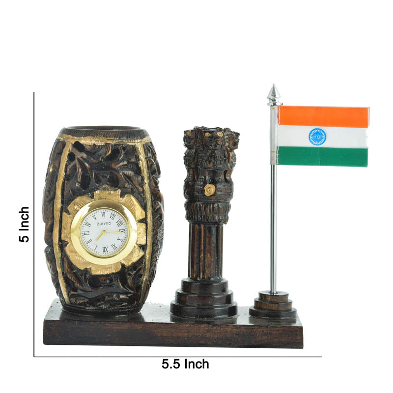 Patriot's Pride Wooden Pen Stand - Light Brown media 5