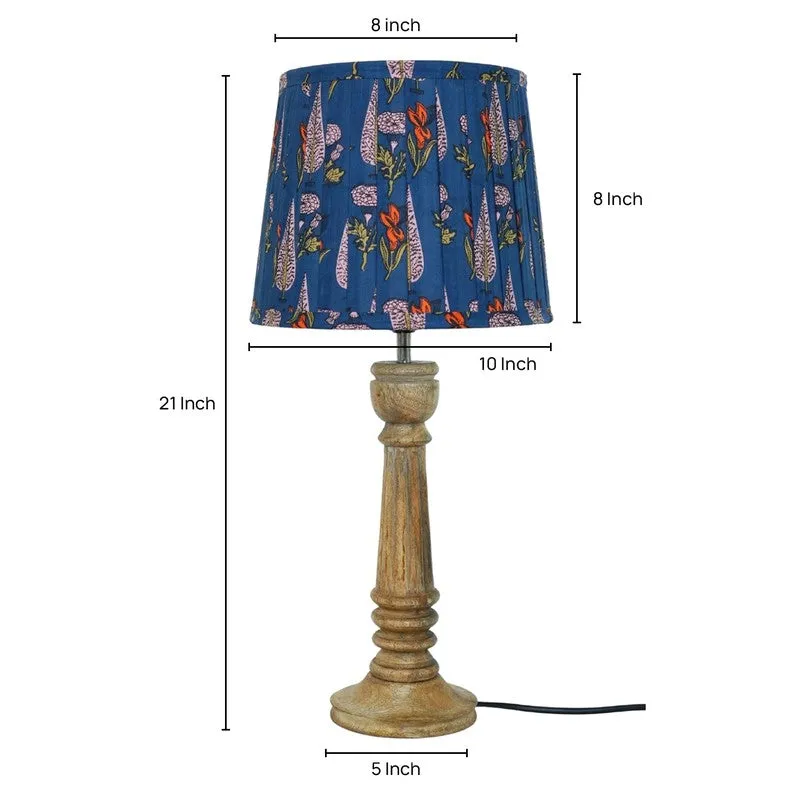 Blue Botanica Wooden Base Cotton Table Lamp - Multicolor media 5