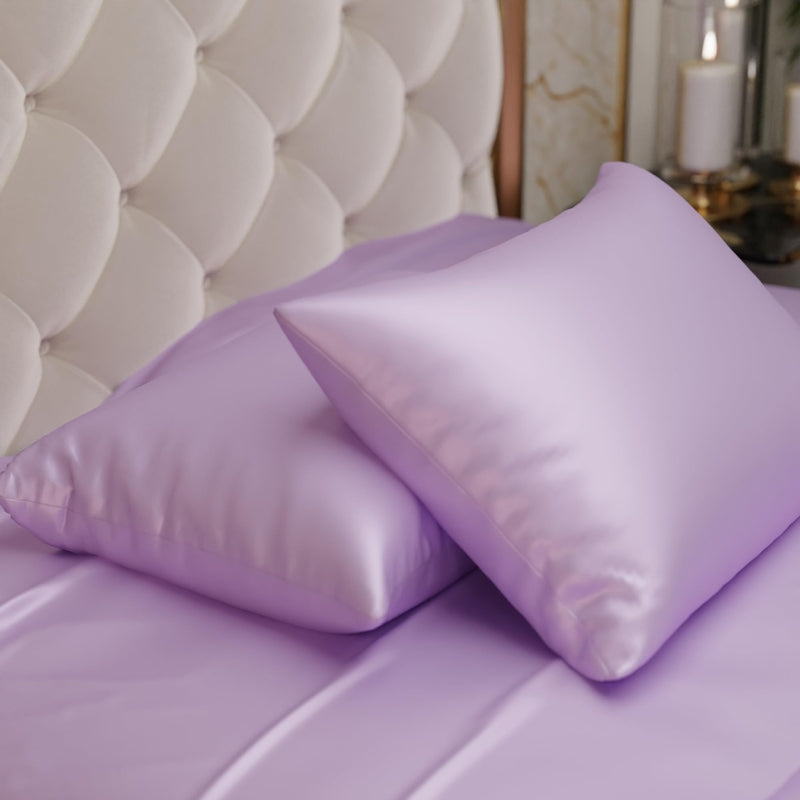 Glowzy Satin Pillow Cover (Lavender) - Set of Two - 18 x 27 Inches