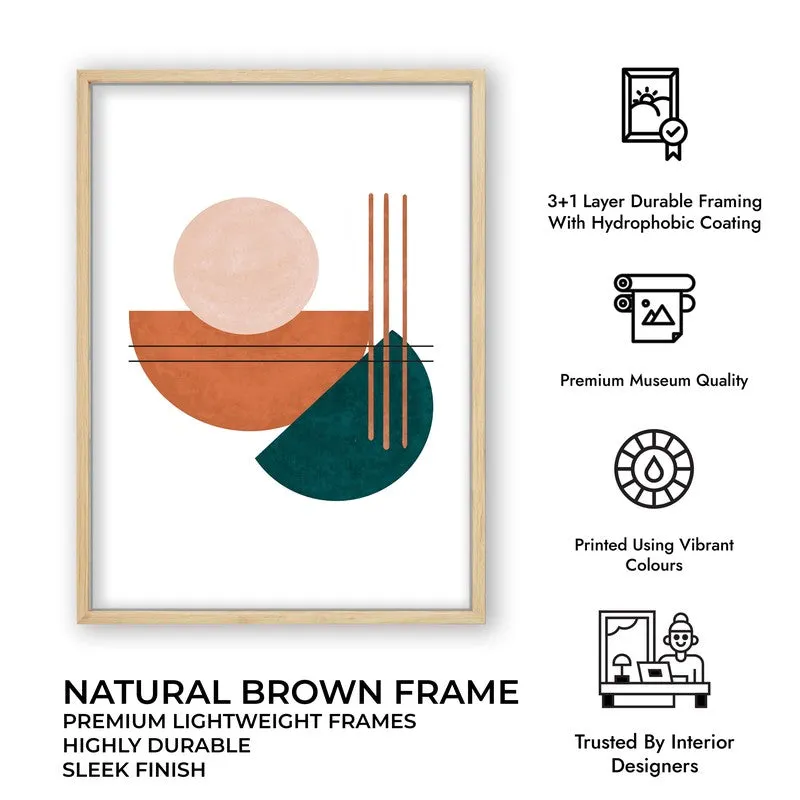 Linear Pulse Canvas Wall Painting With Brown Frame media 9