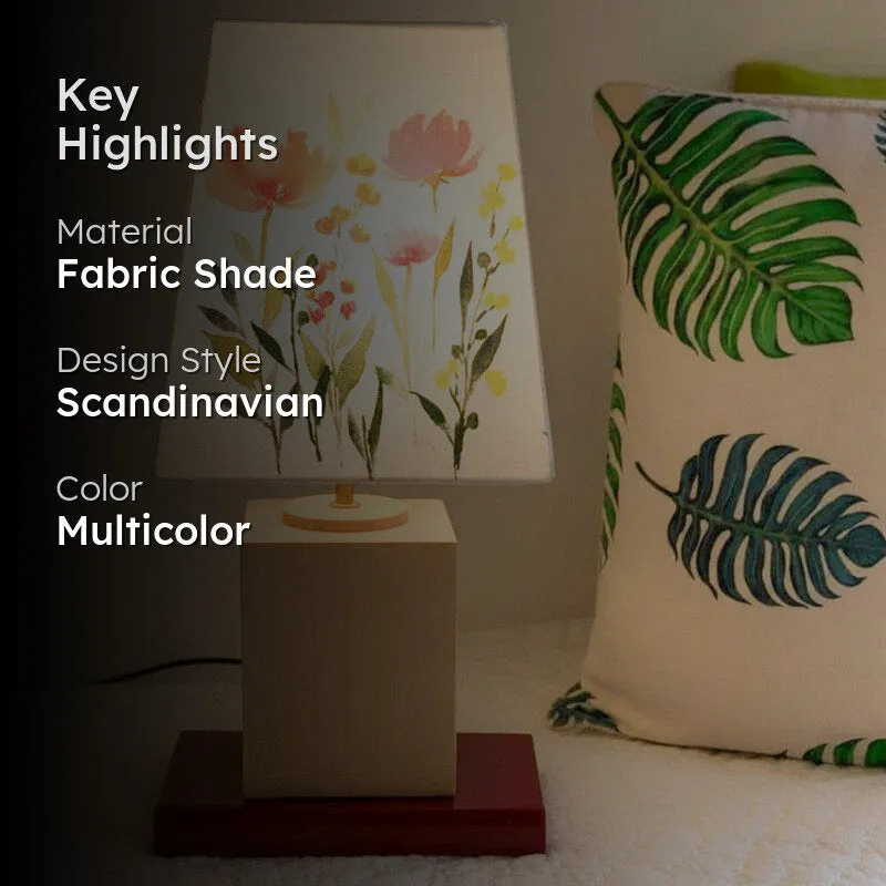 Scarlet Blossom Empire Handpainted Fabric Table Lamp - Multicolor media 2