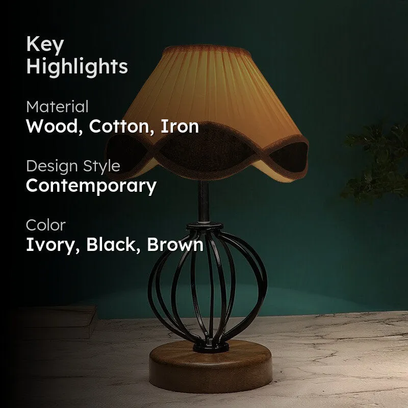 Aurilia Cotton Table Lamp With Wooden Base media 2