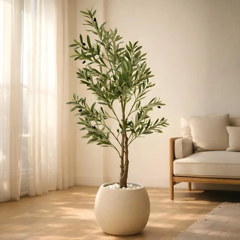 Green Nest Olive Artificial Plant With Black Plastic Pot - 152 cm (5 ft) media 9