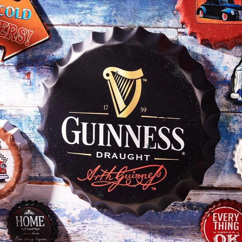 Guinness Draught Bottle Cap Metal Wall Accent media 1