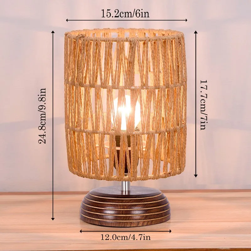 Aura Flick Wooden Table Lamp - Brown,Beige media 6