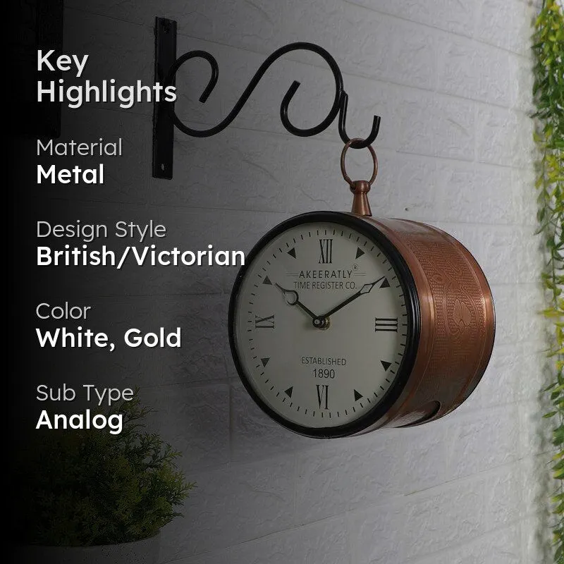 Rija Double Sided Wall Clock - Gold & White media 2
