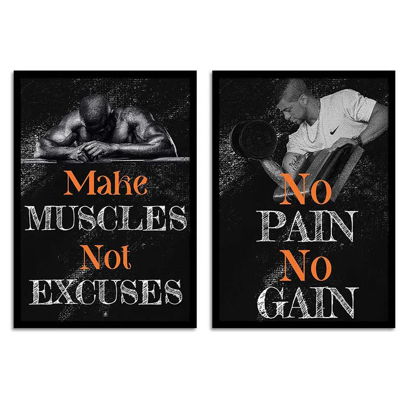 No Pain,No Gain Wall Art - Set Of Two media 5