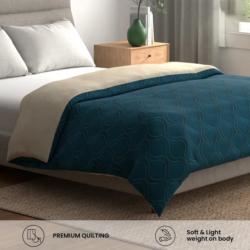 Urban Space Triad Reversible Comforter (Teal, Beige) - 80 GSM media 5