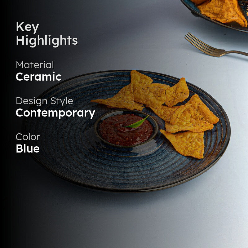 Nautic Crest Ceramic Chip n Dip Platter - Blue media 2