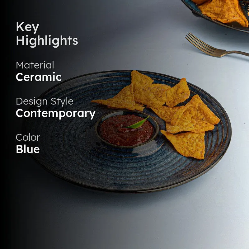 Nautic Crest Ceramic Chip n Dip Platter - Blue - 2