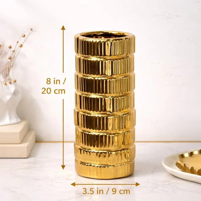 Gildora Tall Ceramic Vase - Gold media 10