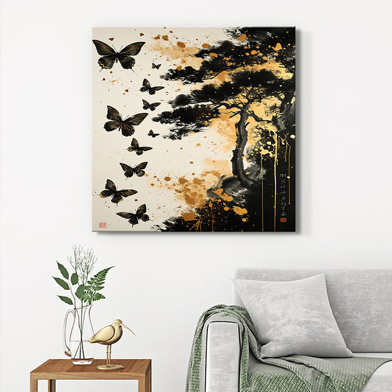 Silhouette Butterflies Wall Painting