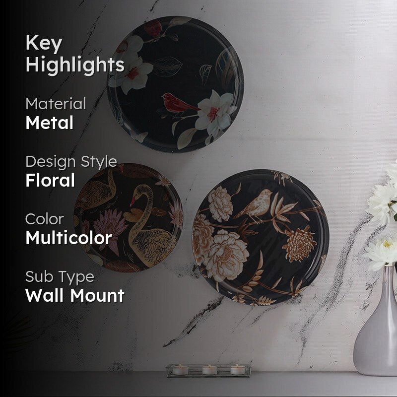 Lorcan Printed Metal Wall Plate - Set Of Three media 2