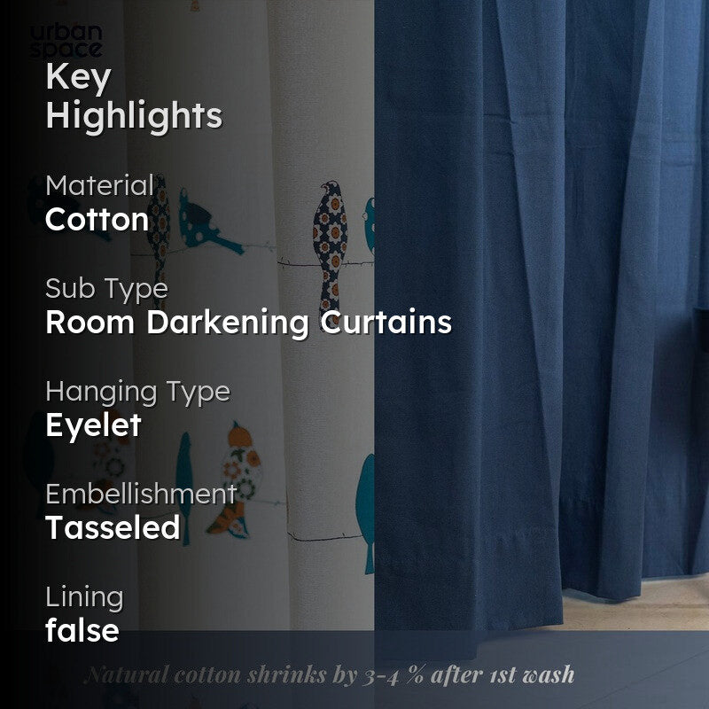 Urban Space Humming Bird Blue Curtains - Set Of Three media 2