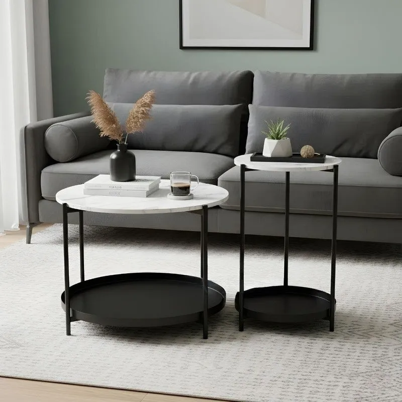 Arvo Hue Center Table (Black & White) - Set Of Two media 3