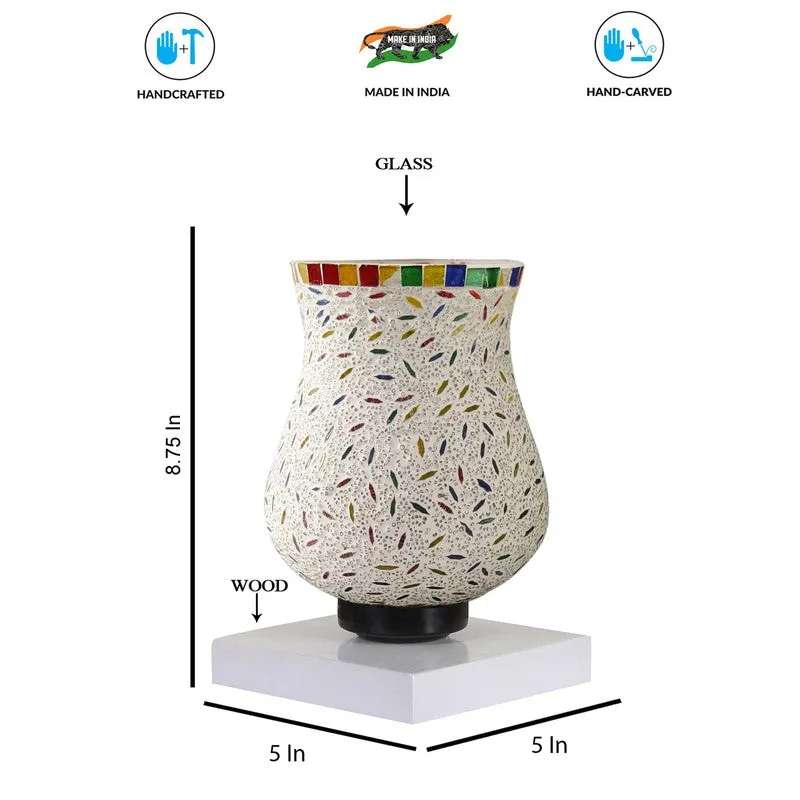 Galaxy Mosaic Glass Table Lamp With Wooden Base - Multicolor media 9