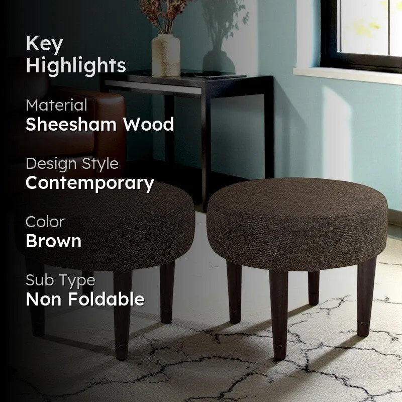 Pynex Sheesham Wooden Stools (Brown) - Set Of Two media 2