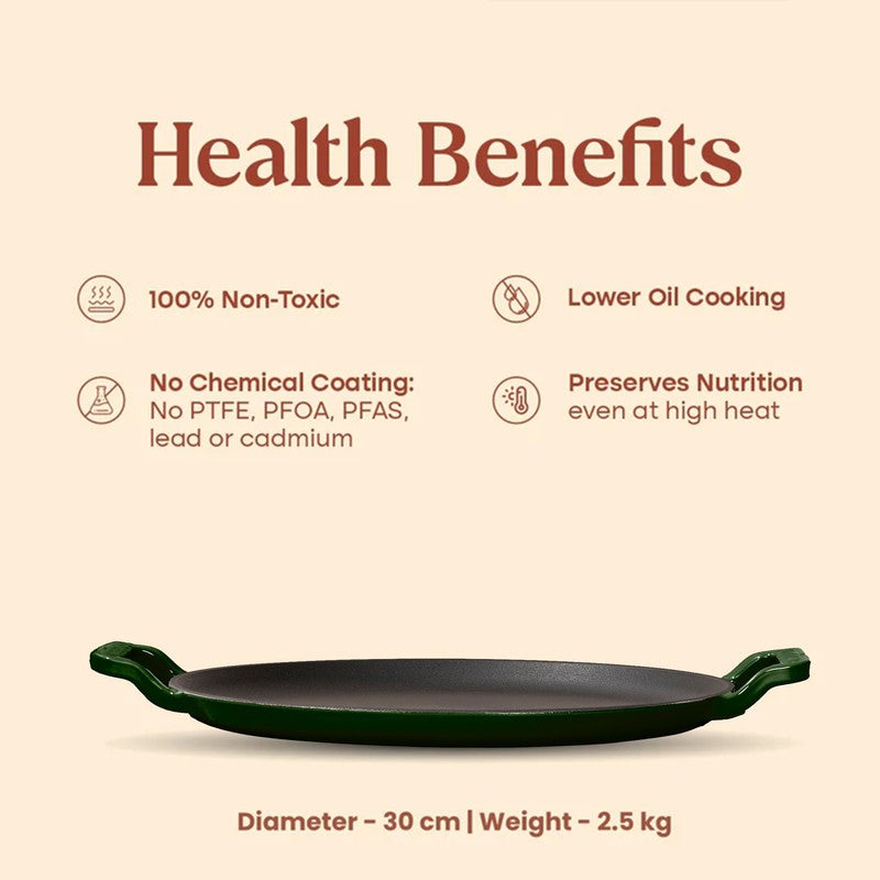 Cumin Co Enamel Cast Iron Dosa Tawa (Green,Black) - 30 cm media 8