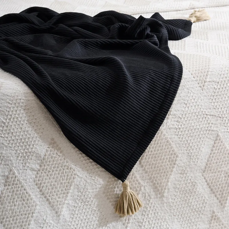 Nestlin Tassled Throw - Beige & Black media 3