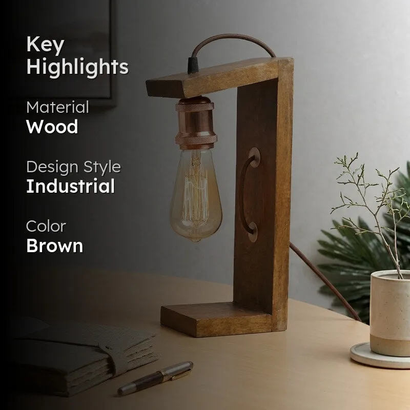 Rustic Aura Wooden Table Lamp - Brown - 2