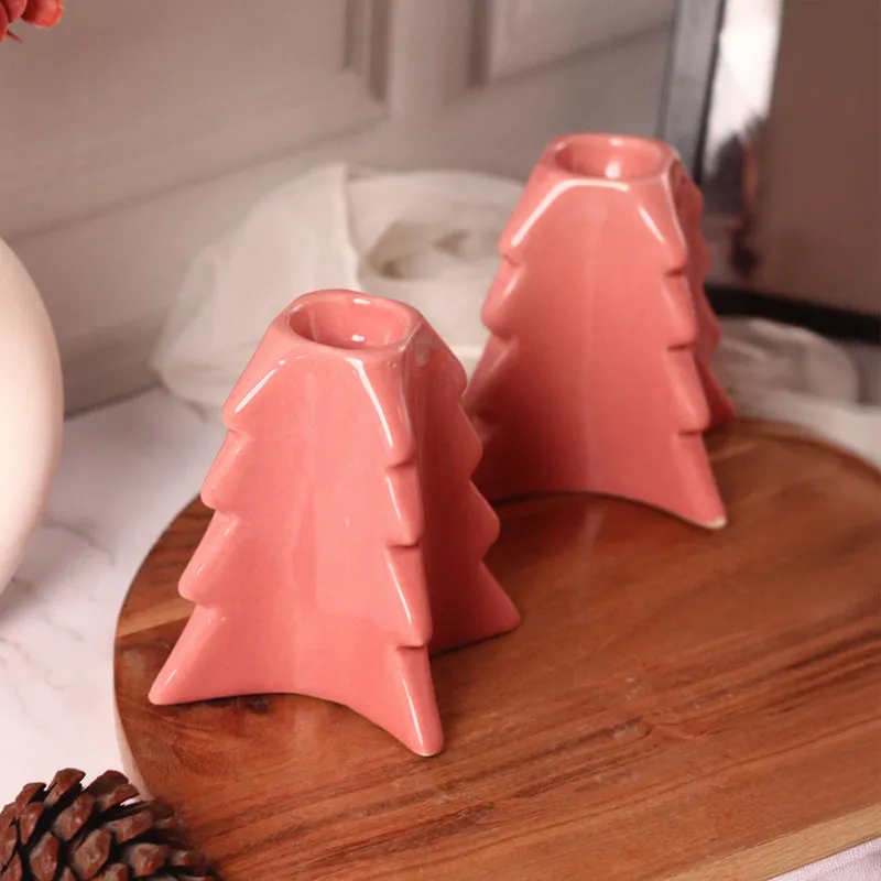 Pineria Ceramic Candle Stand - Pink media 3
