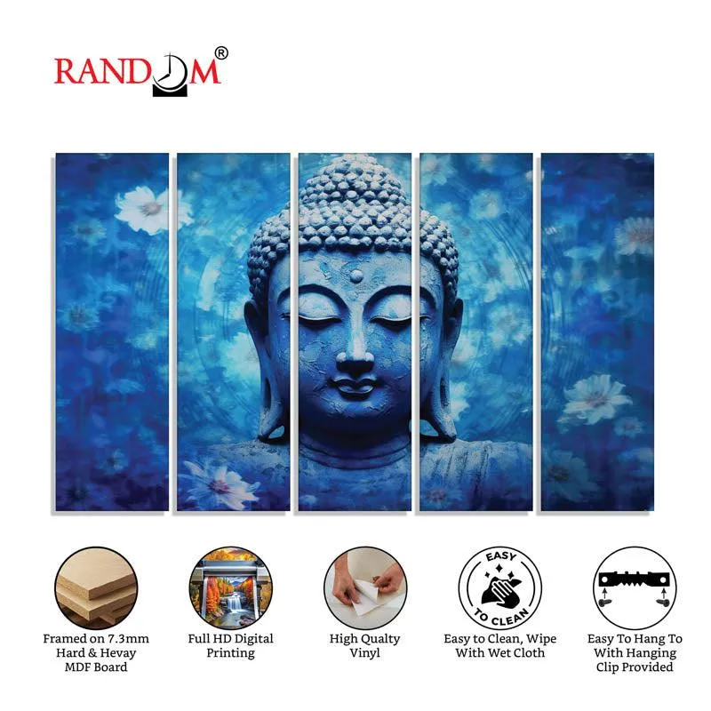 Blue Buddha Wall Painting - Set Of Five media 7