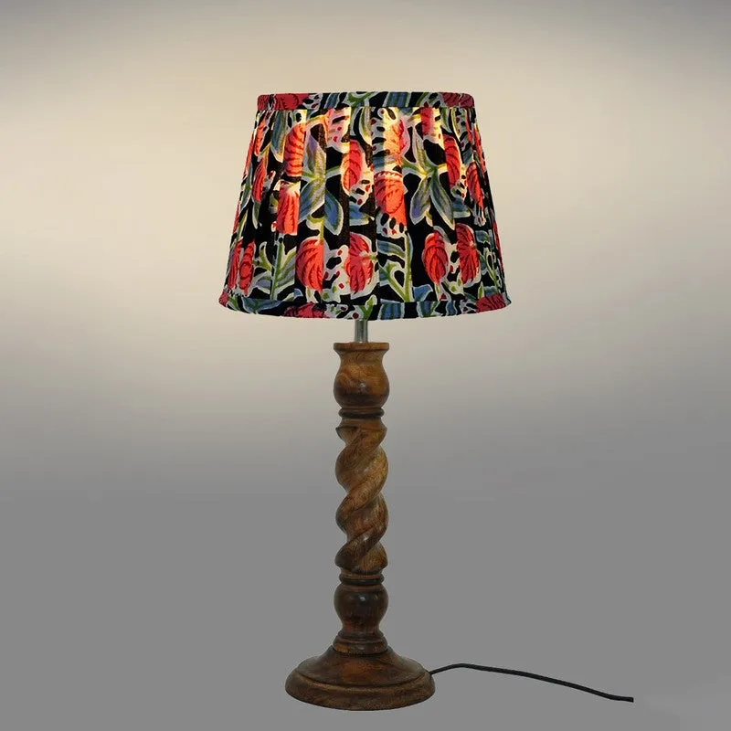 Jungle Garden Wooden Base Cotton Table Lamp - Multicolor media 4