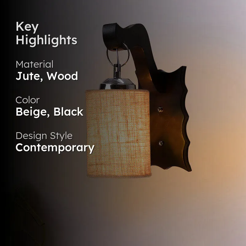 Delphi Jute & Wooden Wall Lamp - Beige media 2