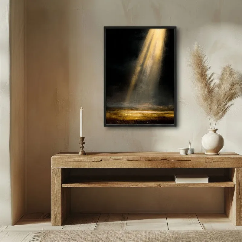 Golden Rays Archival Paper Wall Painting With Black Frame media 1