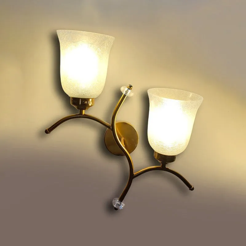 Aurelia Glow Twin Glass Wall Lamp - White & Gold media 5