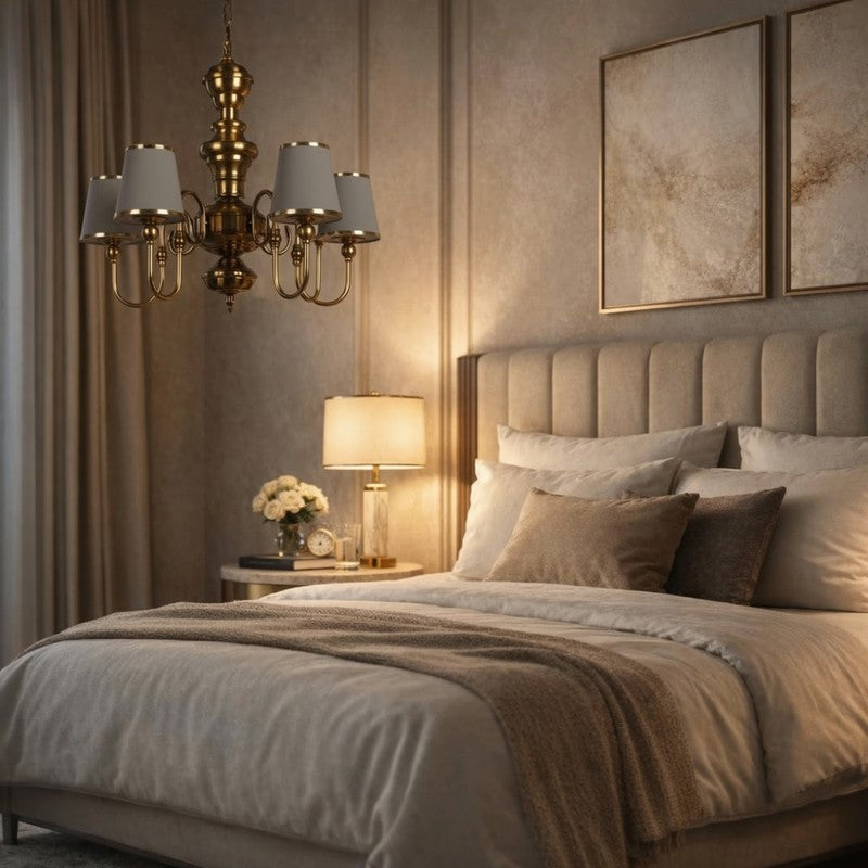 Cialette  Iron Chandelier - Gold & White media 2