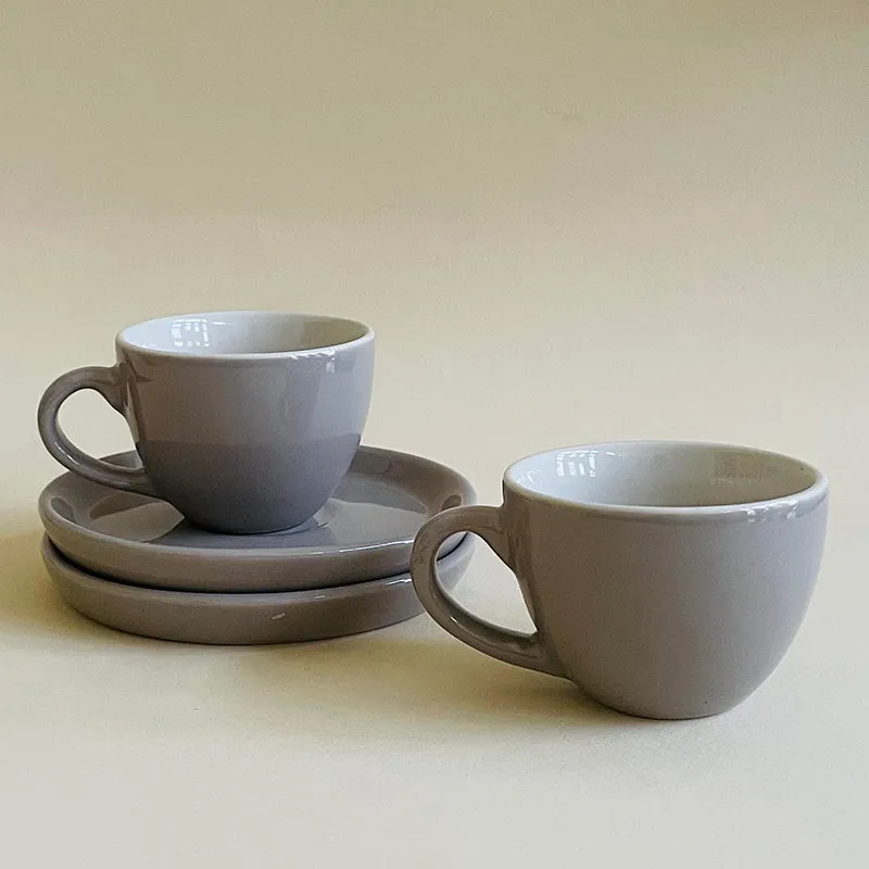 Blush & Brew Ceramic Cup & Saucer (Grey/100 mL) - Four Piece Set media 3
