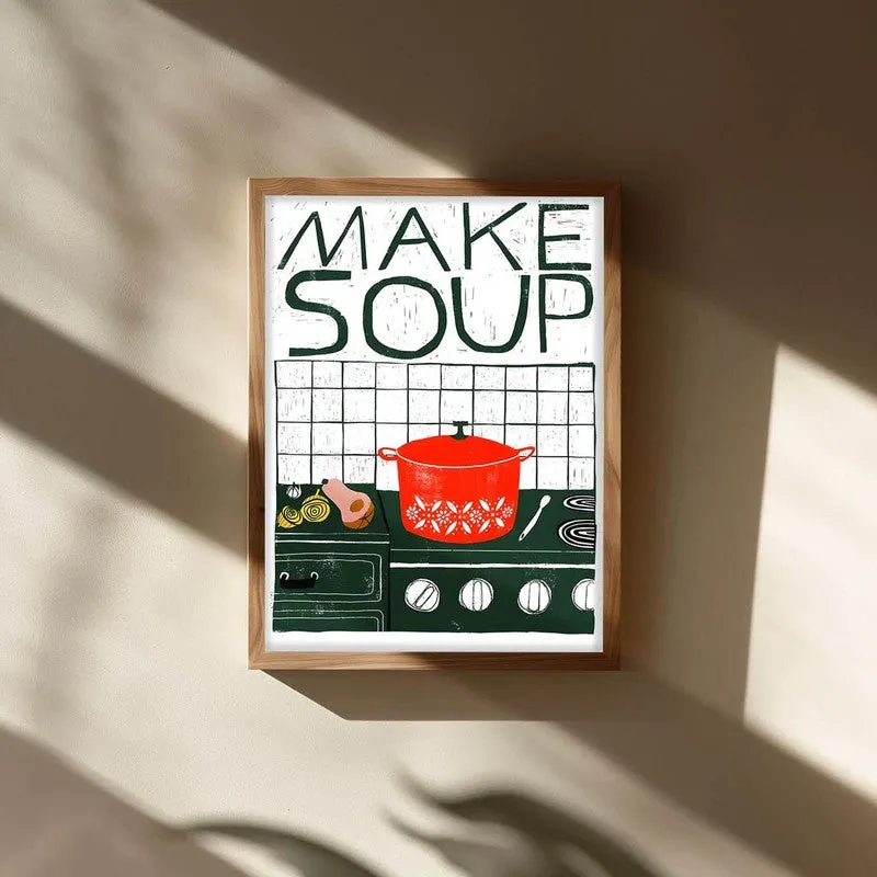 Make Soup Archival Canvas Wall Art - Brown media 3
