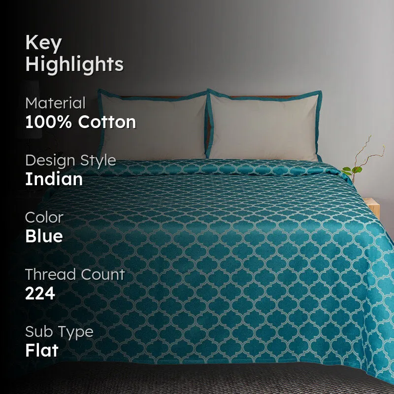 Saral Home Noor Cotton Bedsheet (Teal) - 224 TC media 2