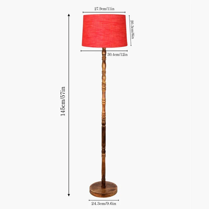 Heritage Turned Wooden Floor Lamp - Red & Brown media 8