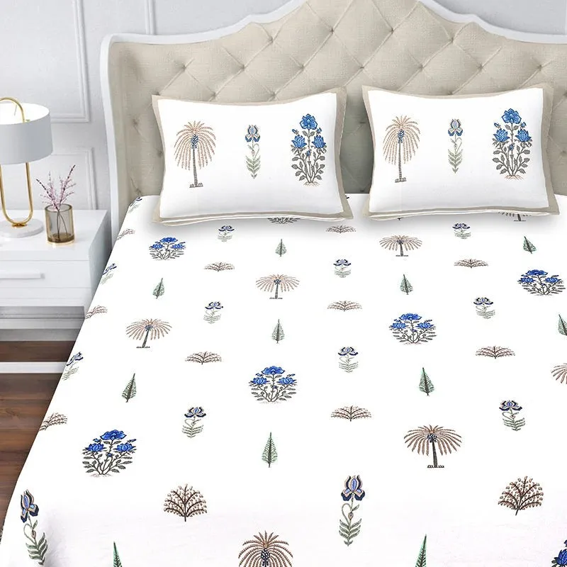 Gulshan Cotton Bedsheet (Blue, Taupe) - 180 TC media 4