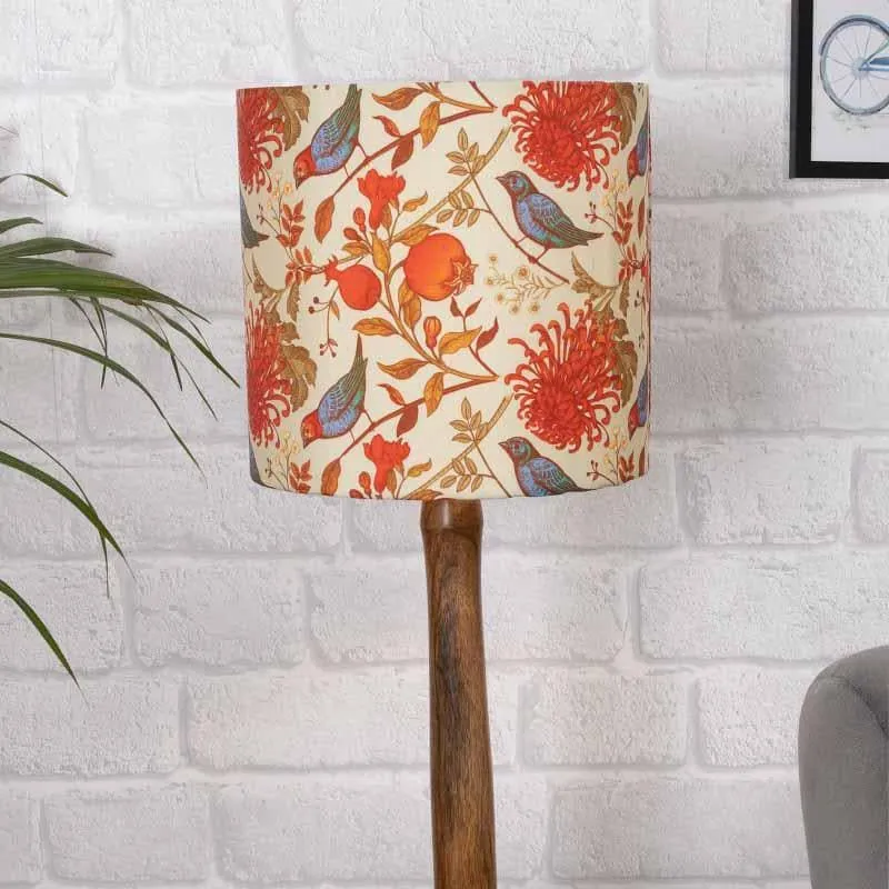 Amber Wood Fabric Table Lamp - Multicolor media 3
