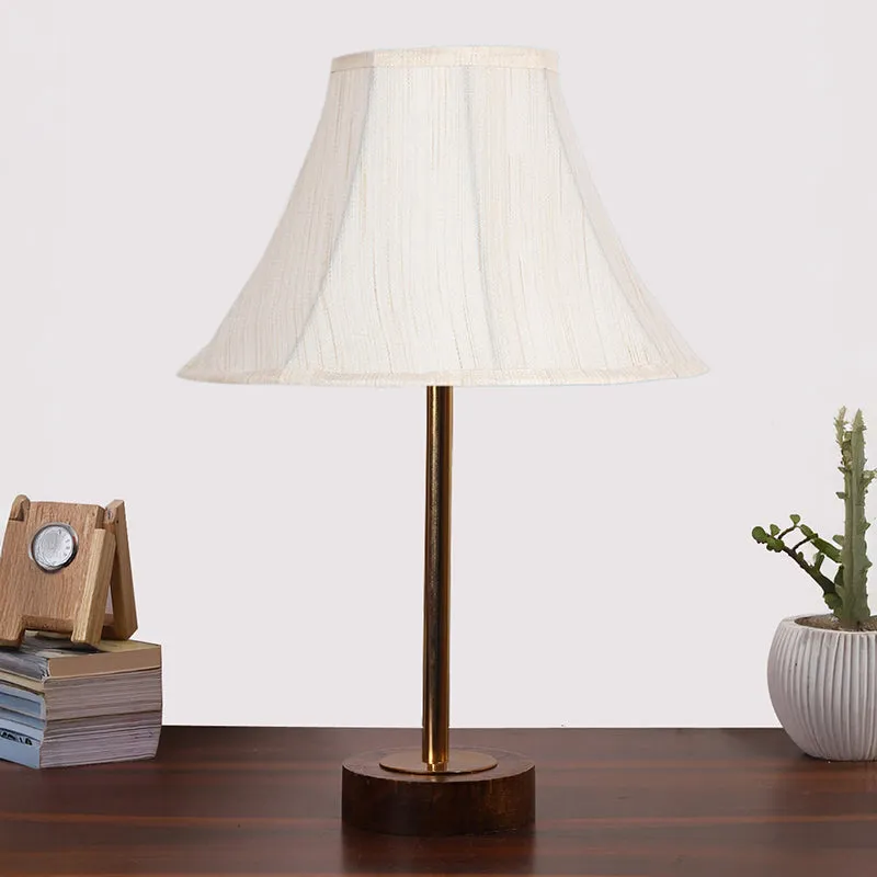 Ceylon Arc Rodin Wooden Table Lamp - OffWhite,Gold,Brown media 3