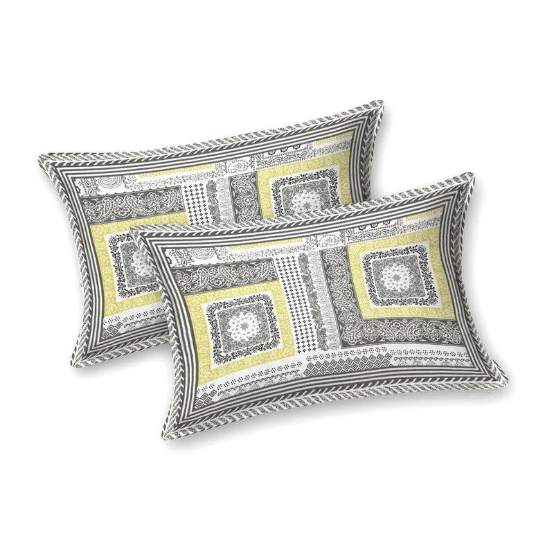 Looma Cotton Bedsheet (Yellow,Grey) - 240 TC media 4