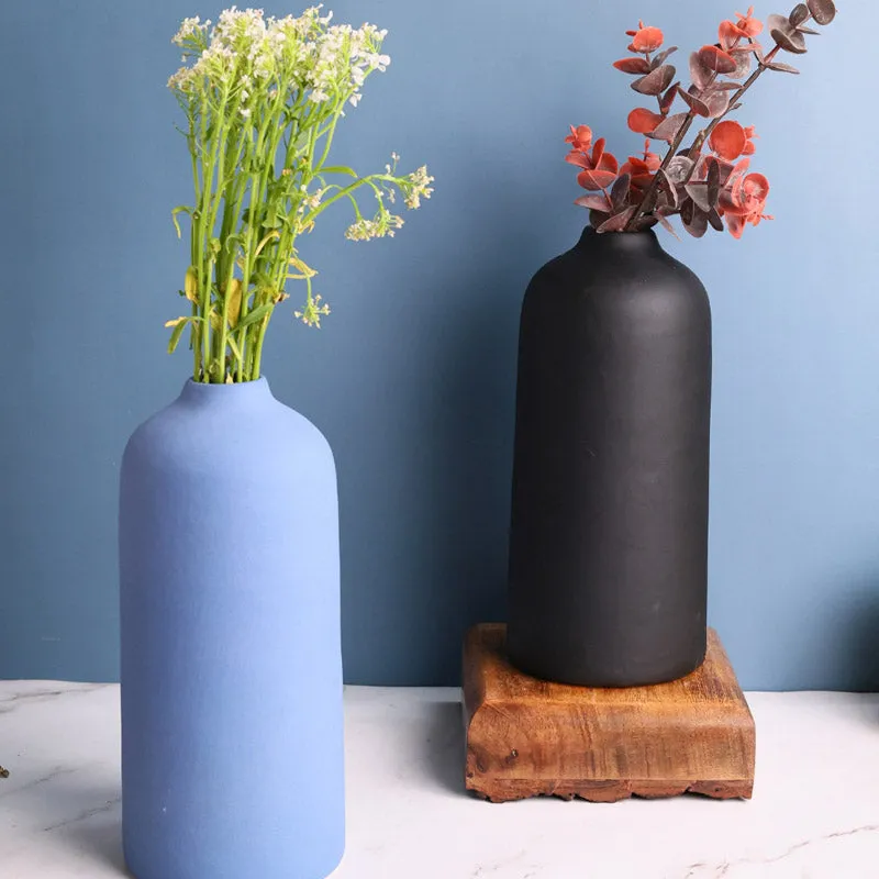 Netta Ceramic Vase ( Blue & Black) - Set Of Two media 3