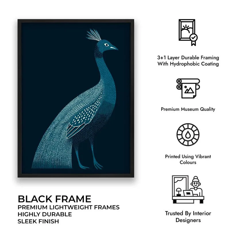 Peaceful Peacock Folk Art Canvas Wall Painting With Black Frame media 10