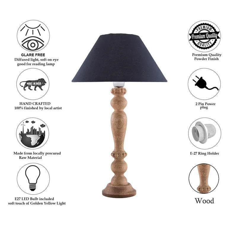 Radical Artistry Natural Wood Fabric Table Lamp - Brown,Black media 5
