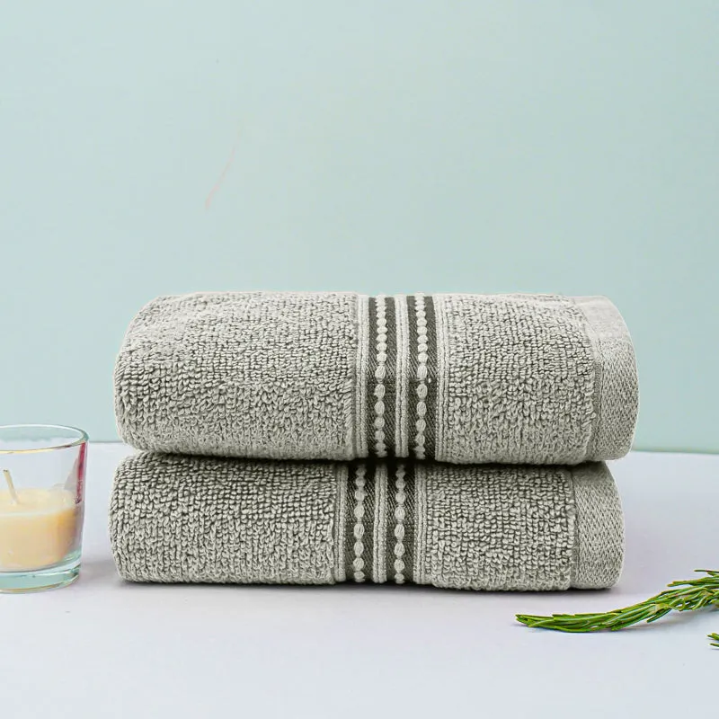 Micro Cotton LuxeDry Solid Hand Towel (Grey) - Set Of Two media 1