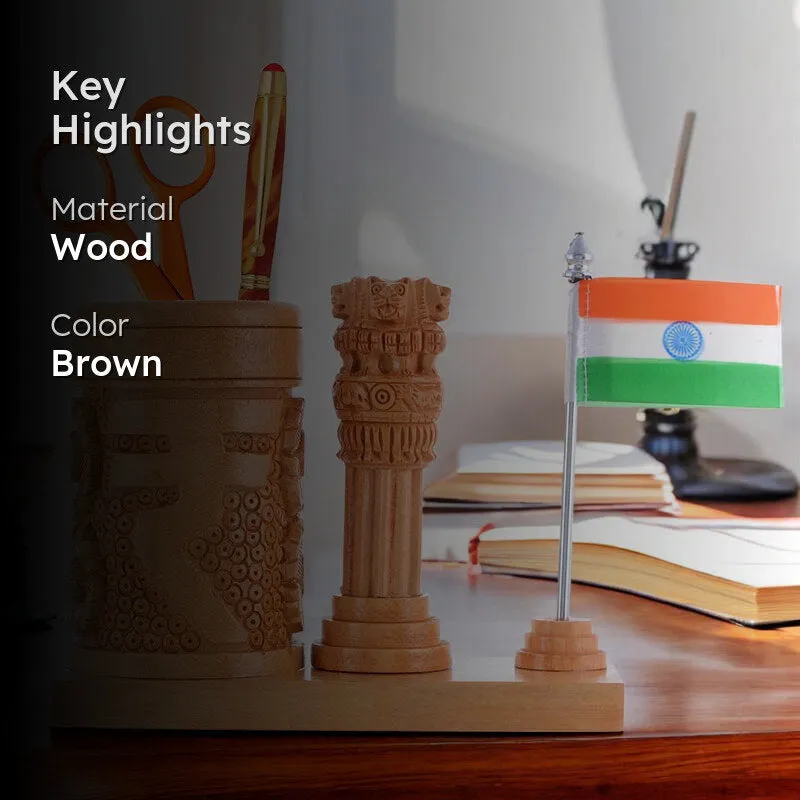 Rupee & Republic Wood Pen Stand media 2
