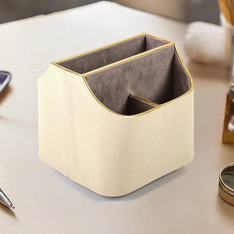 Tisquo Faux Leather Desk Organizer - Ivory media 1