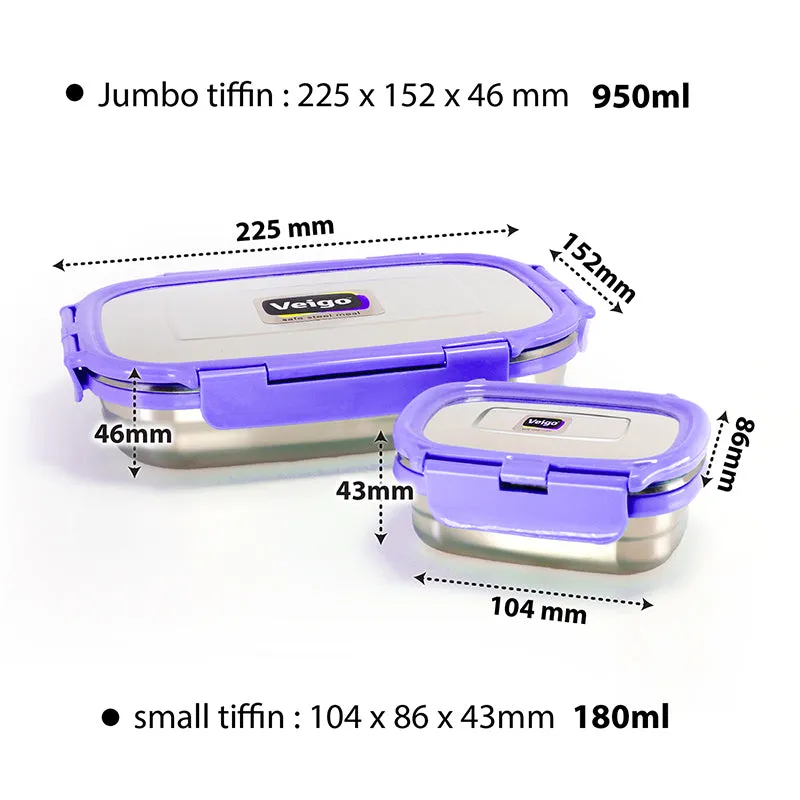 Delico Pack Violet Lunch Box With Insulated Pouch (775 mL /150 mL) - Three Piece Set media 10